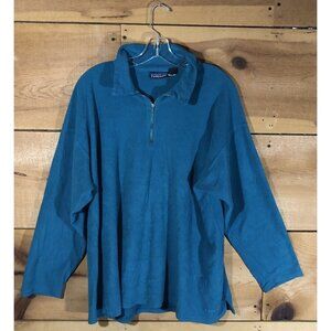 Vintage Patagonia 1/4 Zip Pullover Fleece Sweater Womens Size XL Teal Made USA